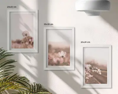 Zestaw obrazów dekoracja ścienna polne kwiaty na łąkach w romantycznym pejzażu