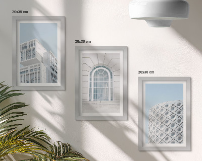 Tryptyk w ramie Nowoczesna architektura minimalizm i geometria