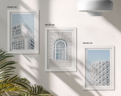 Tryptyk w ramie Nowoczesna architektura minimalizm i geometria