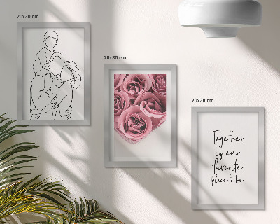 Dekoracja ścienna zestaw obrazów Rodzina lineart bukiety róż napis do domu