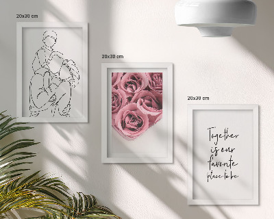 Dekoracja ścienna zestaw obrazów Rodzina lineart bukiety róż napis do domu