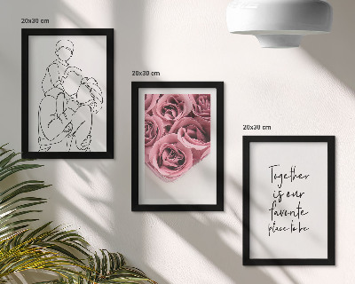 Dekoracja ścienna zestaw obrazów Rodzina lineart bukiety róż napis do domu