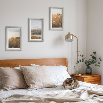 Dekoracja ścienna zestaw obrazów Krajobrazy z łąkami górami i jeziorem w tle