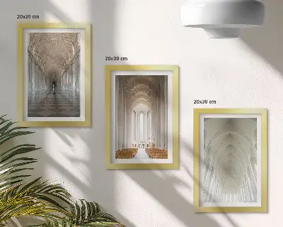 Wnętrza historycznych budowli i katedr zestaw 3 obrazów w ramie