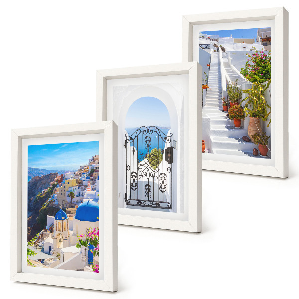 Tryptyk w ramie Widoki na Santorini Grecka architektura miasta Oia