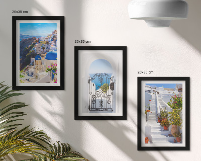 Tryptyk w ramie Widoki na Santorini Grecka architektura miasta Oia