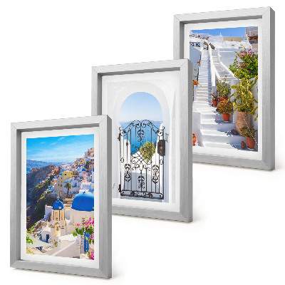 Tryptyk w ramie Widoki na Santorini Grecka architektura miasta Oia