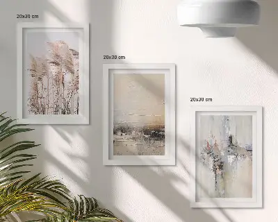 Zestaw obrazów dekoracja ścienna roślinność naturalna z abstrakcyjnymi wzorami w stonowanej kolorystyce