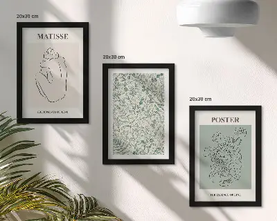 Zestaw obrazów dekoracja ścienna z liniami i roślinnymi wzorami w minimalistycznym stylu