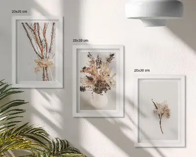 Dekoracja ścienna zestaw obrazów Kwiaty i gałęzie w minimalistycznym stylu natury