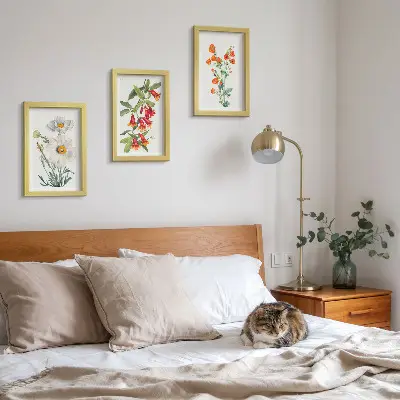 Kwiatowe kompozycje w stylu retro vintage tryptyk w ramie