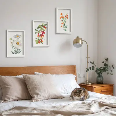 Kwiatowe kompozycje w stylu retro vintage tryptyk w ramie