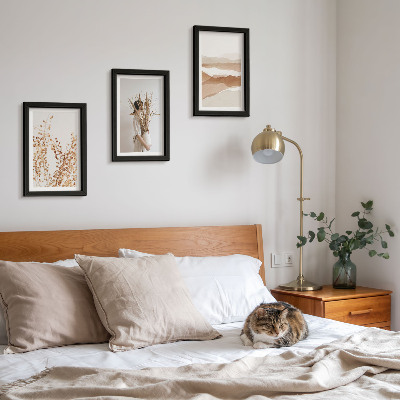 Tryptyk w ramie Roślinne motywy abstrakcja styl rustykalny boho