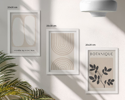 Zestaw 3 obrazów w ramie Boho delikatne postery abstrakcja motywy roślinne