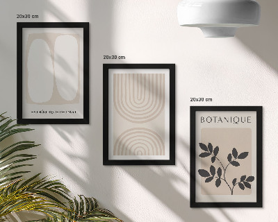 Zestaw 3 obrazów w ramie Boho delikatne postery abstrakcja motywy roślinne