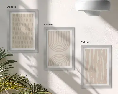 Dekoracja ścienna zestaw obrazów Abstrakcyjne wzory w odcieniach beżu i bieli