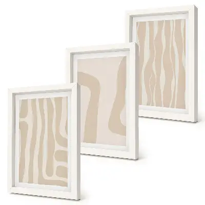 Tryptyk w ramie Abstrakcyjne wzory minimalistyczne kształty styl boho