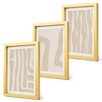 Tryptyk w ramie abstrakcyjne wzory z minimalistycznymi kształtami w stylu boho