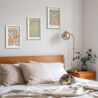 Tryptyk w ramie Kwiatowe motywy minimalistyczne wzory styl boho