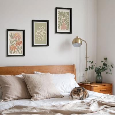 Tryptyk w ramie Kwiatowe motywy minimalistyczne wzory styl boho