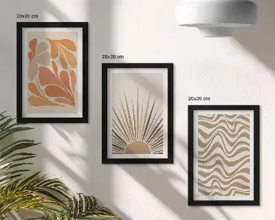 Zestaw obrazów dekoracja ścienna słońce w stylu boho z pastelowymi abstrakcyjnymi kształtami
