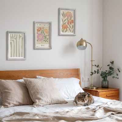 Zestaw 3 obrazów w ramie Motywy botaniczne poster Paris minimalizm