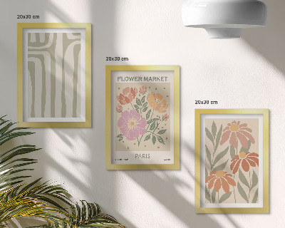 Zestaw 3 obrazów w ramie Motywy botaniczne poster Paris minimalizm