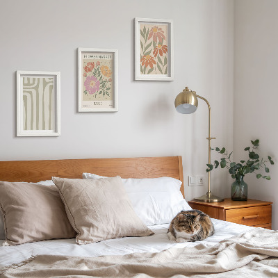 Zestaw 3 obrazów w ramie Motywy botaniczne poster Paris minimalizm
