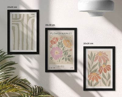 Zestaw 3 obrazów w ramie Motywy botaniczne poster Paris minimalizm