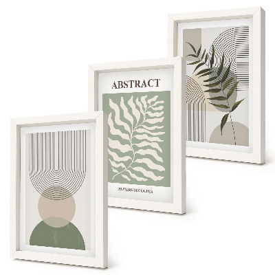 Tryptyk w ramie Botaniczne abstrakcje styl boho rustykalny