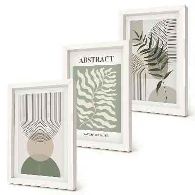 Tryptyk botaniczne abstrakcje w ramie w stylu boho rustykalnym