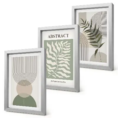 Tryptyk botaniczne abstrakcje w ramie w stylu boho rustykalnym