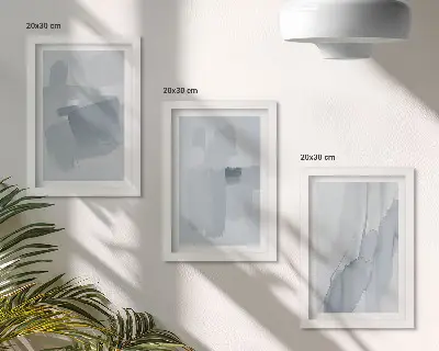 Abstrakcyjne kompozycje w akwarelowym stylu tryptyk w ramie
