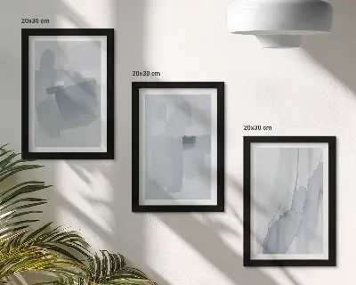 Abstrakcyjne kompozycje w akwarelowym stylu tryptyk w ramie
