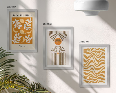 Zestaw 3 obrazów w ramie Wzory roślinne i geometryczne modne postery