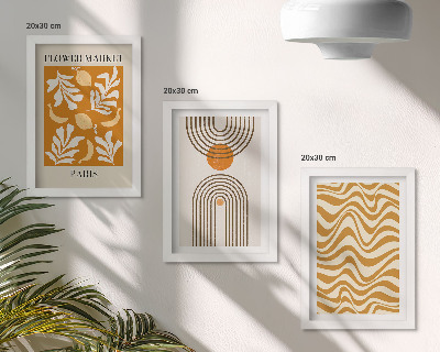 Zestaw 3 obrazów w ramie Wzory roślinne i geometryczne modne postery
