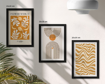Zestaw 3 obrazów w ramie Wzory roślinne i geometryczne modne postery