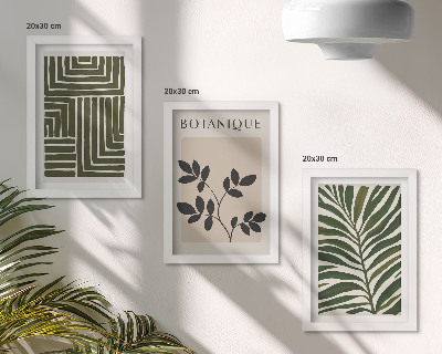 Zestaw 3 obrazów w ramie Botaniczne kompozycje w stylu boho minimalizm