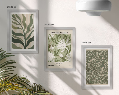 Zestaw 3 obrazów w ramie Roślinne wzory botaniczne dekoracje styl boho