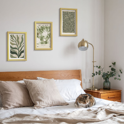 Zestaw 3 obrazów w ramie Roślinne wzory botaniczne dekoracje styl boho