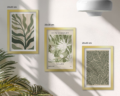 Zestaw 3 obrazów w ramie Roślinne wzory botaniczne dekoracje styl boho