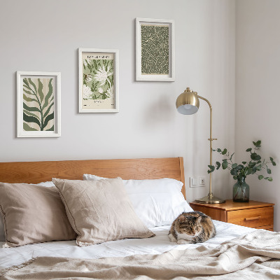 Zestaw 3 obrazów w ramie Roślinne wzory botaniczne dekoracje styl boho