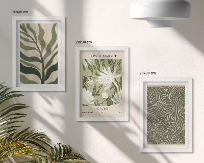 Zestaw 3 obrazów w ramie Roślinne wzory botaniczne dekoracje styl boho