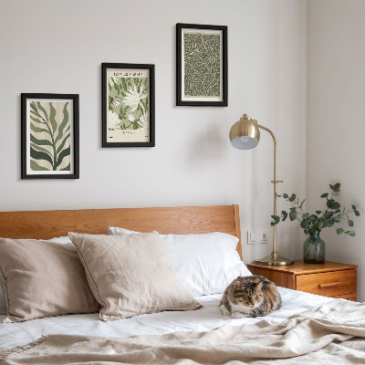 Zestaw 3 obrazów w ramie Roślinne wzory botaniczne dekoracje styl boho
