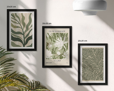Zestaw 3 obrazów w ramie Roślinne wzory botaniczne dekoracje styl boho
