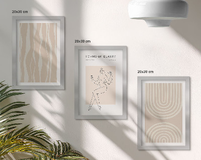 Zestaw 3 obrazów w ramie Abstrakcyjne wzory delikatne boho dekoracje