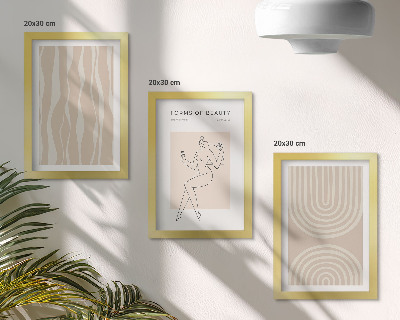 Zestaw 3 obrazów w ramie Abstrakcyjne wzory delikatne boho dekoracje