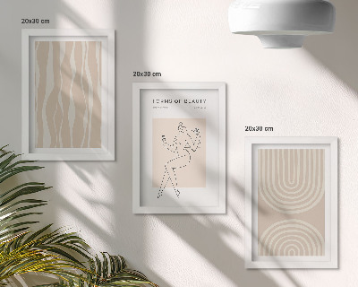 Zestaw 3 obrazów w ramie Abstrakcyjne wzory delikatne boho dekoracje