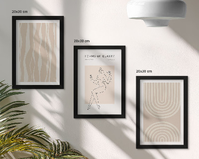 Zestaw 3 obrazów w ramie Abstrakcyjne wzory delikatne boho dekoracje