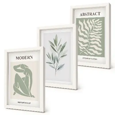 Zestaw obrazów dekoracja ścienna z motywem akwarelowych roślin w stylu boho inspirowanym wzornictwem Matisse'a